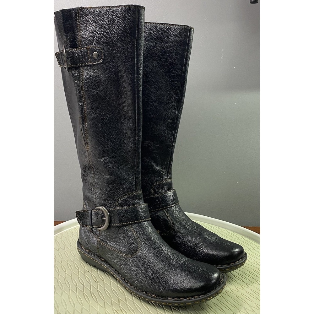 BOC Born Concepts Women Leather Equestrian Riding Boots Black Adj. Buckle&Zip 7
